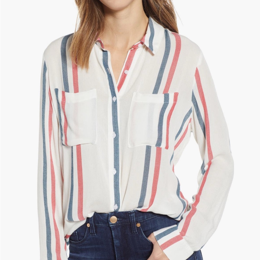 Striped Button-Up Blouse - BP. The Perfect Shirt